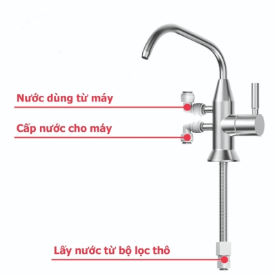 Vòi Cong Inox 304 Dùng Cho Máy Lọc Nước Điện Giải Ion Kiềm (Loại Máy Có Vòi Trên Đầu) ( Cổ Thấp)